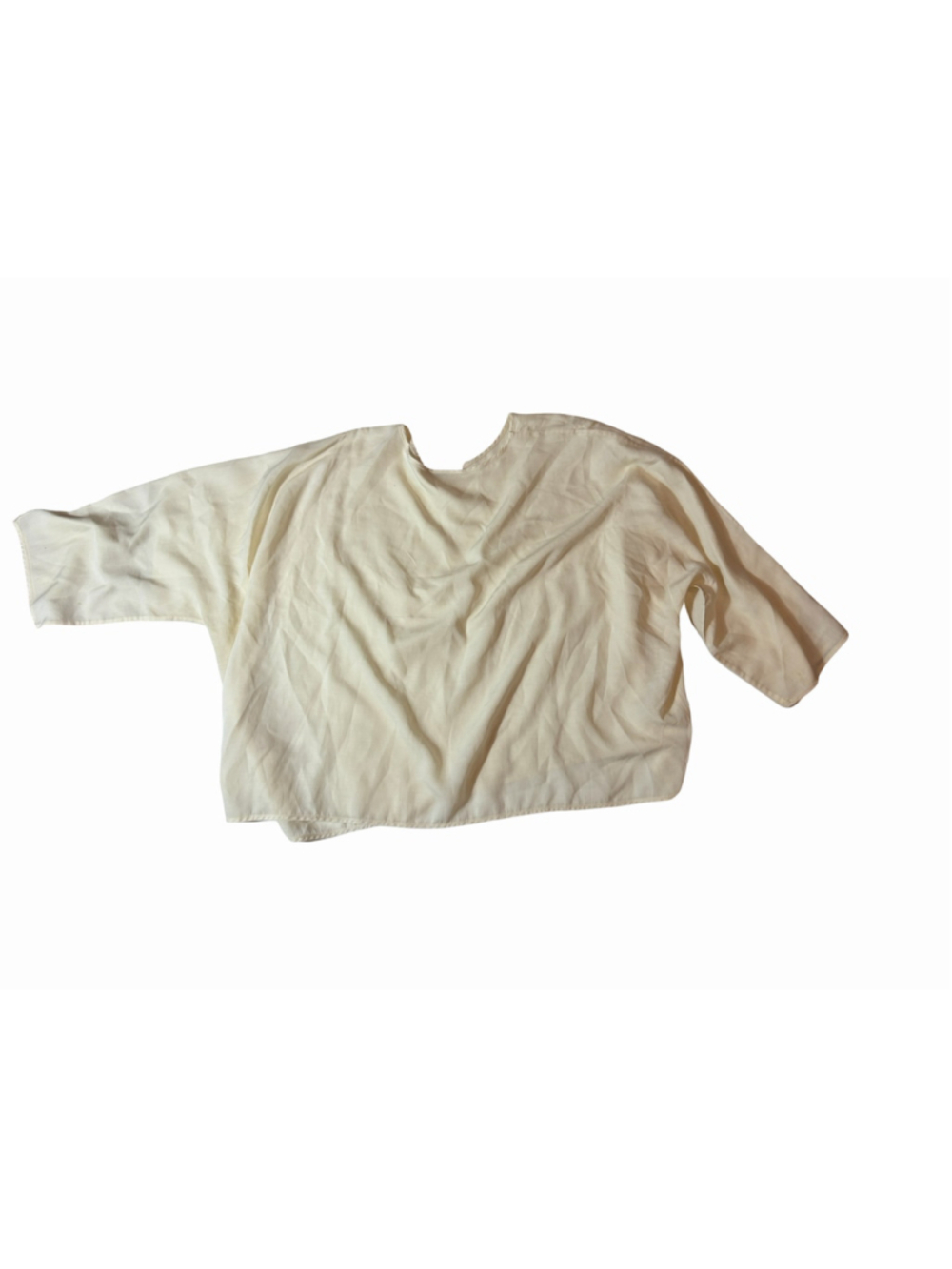 Eskandar Ivory Oversized Boxy Tunic Top Lagenlook Minimalist Quiet Luxury flaw